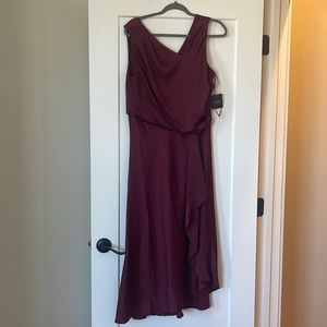 Maroon mid length satin dress